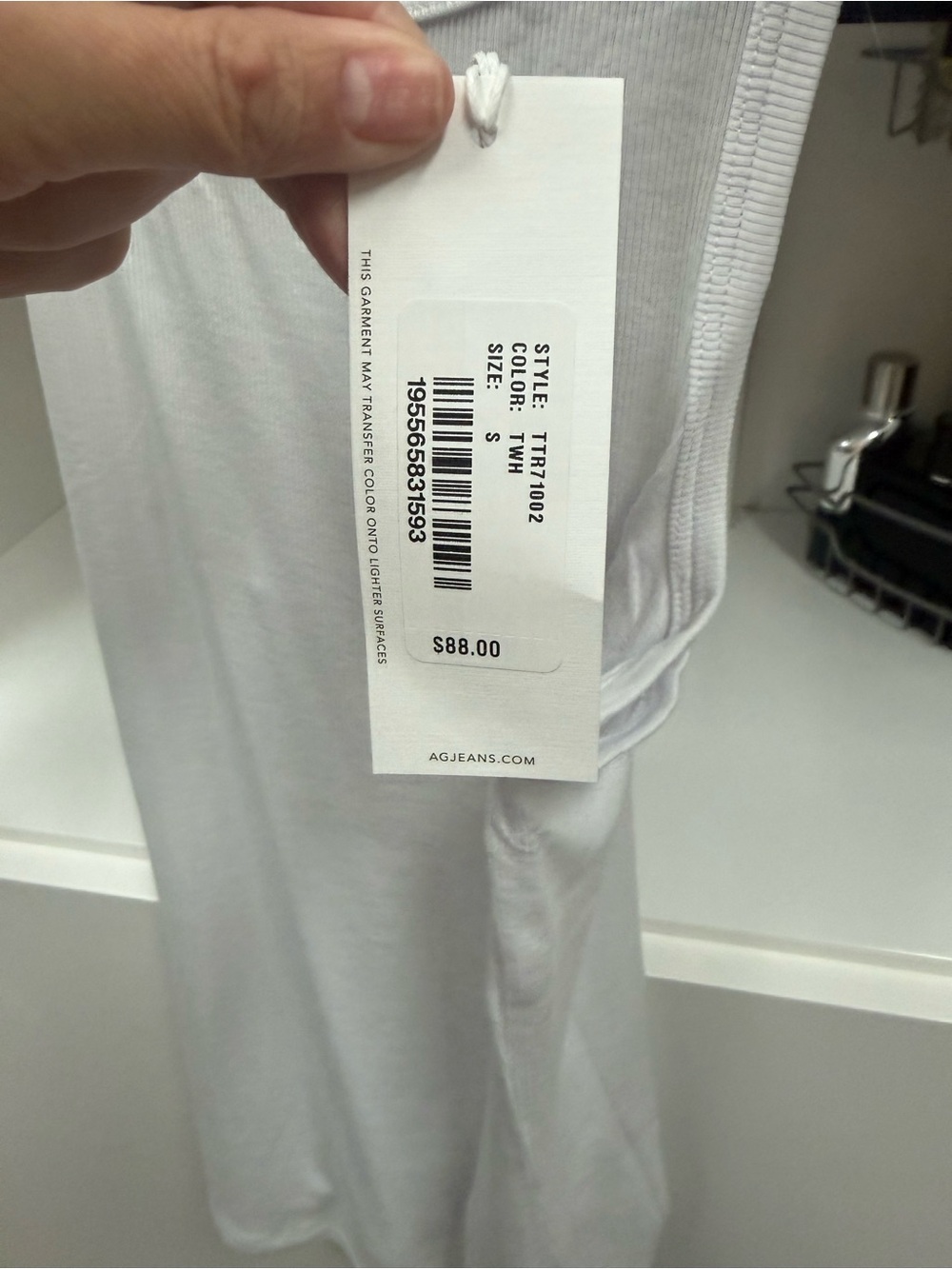 AG ORSO White Ribbed Racerback Tank Top - Picture 3 of 5